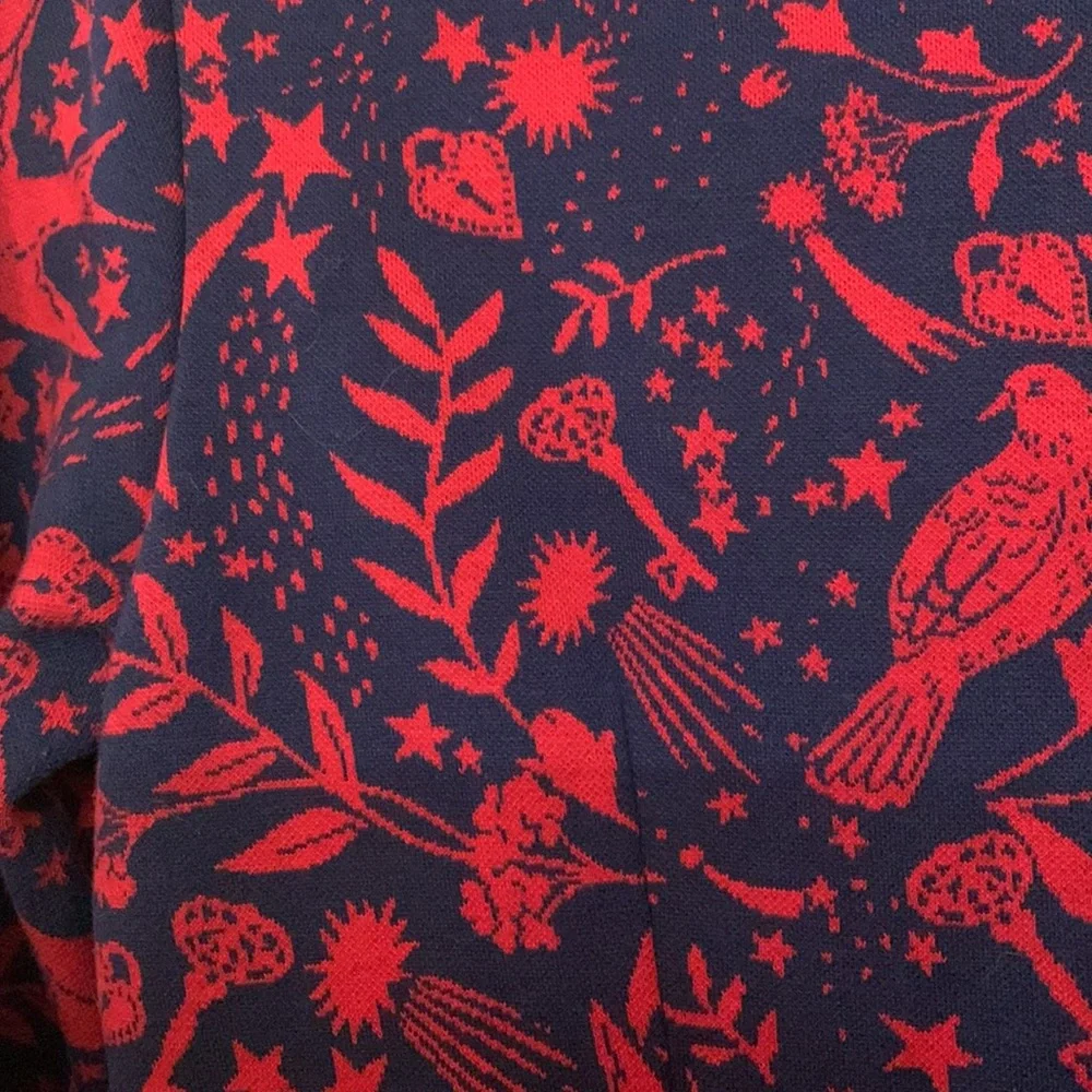 Boden red flying sparrow jacquard knit fitted sweater navy  dress s6P lined - Picture 10 of 12